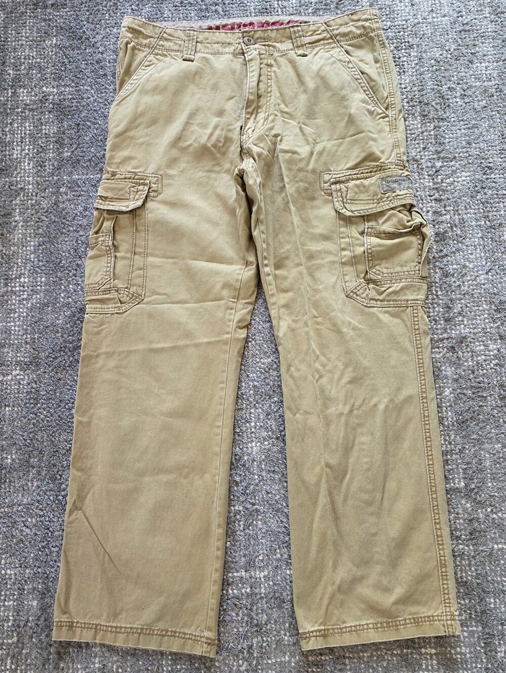 Unionbay Cargo Pants Mens 36x32 Khaki Y2K Skater Baggy Utility Wide Leg